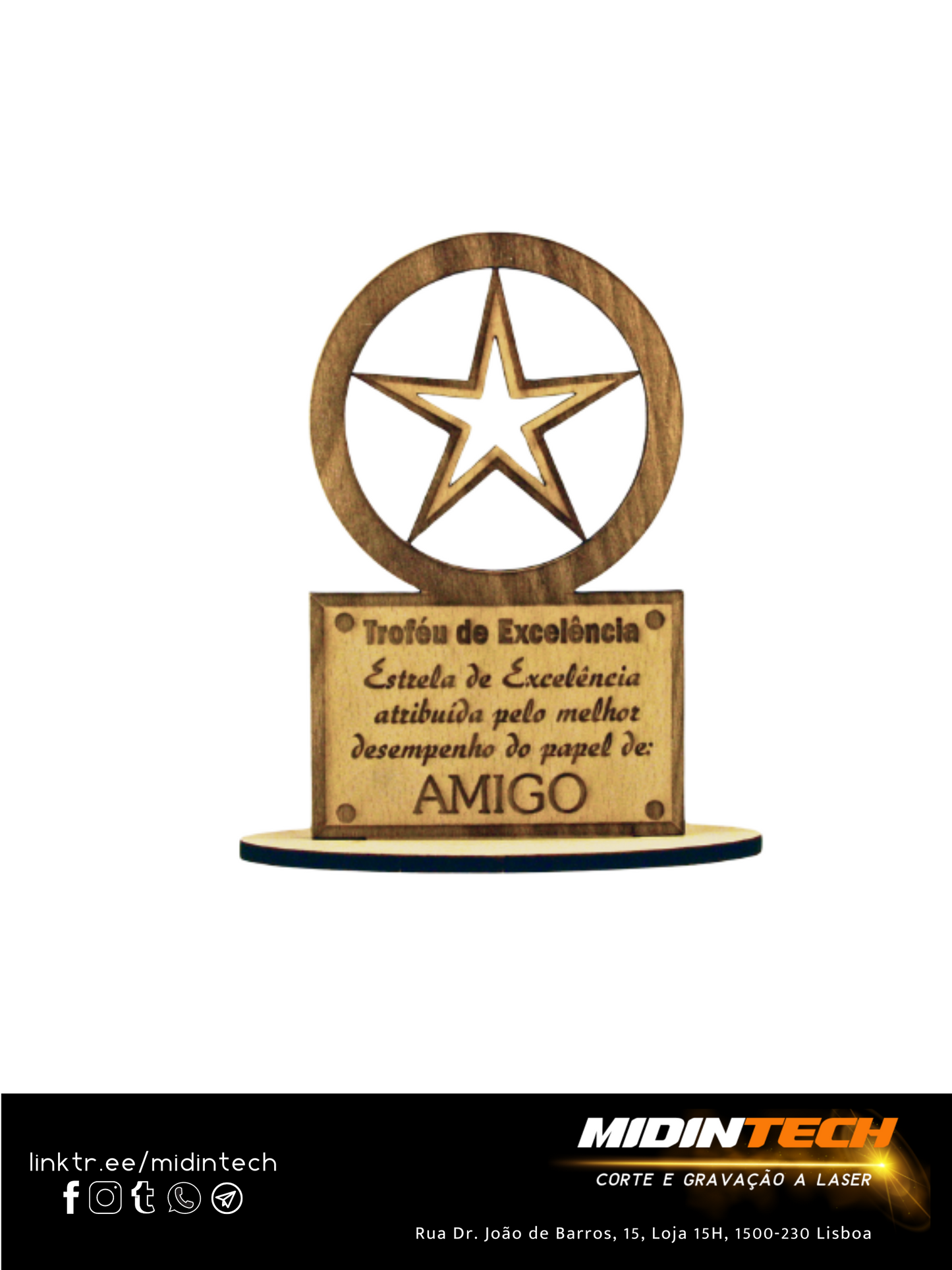 1002 | Placa Alusiva Média #amigo-2 Troféu Estrela