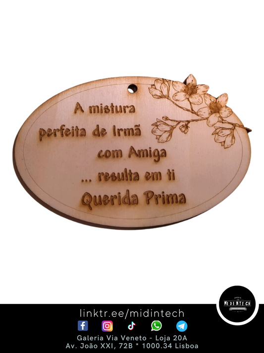 Placa Fita Oval c/Flor "Prima-1"