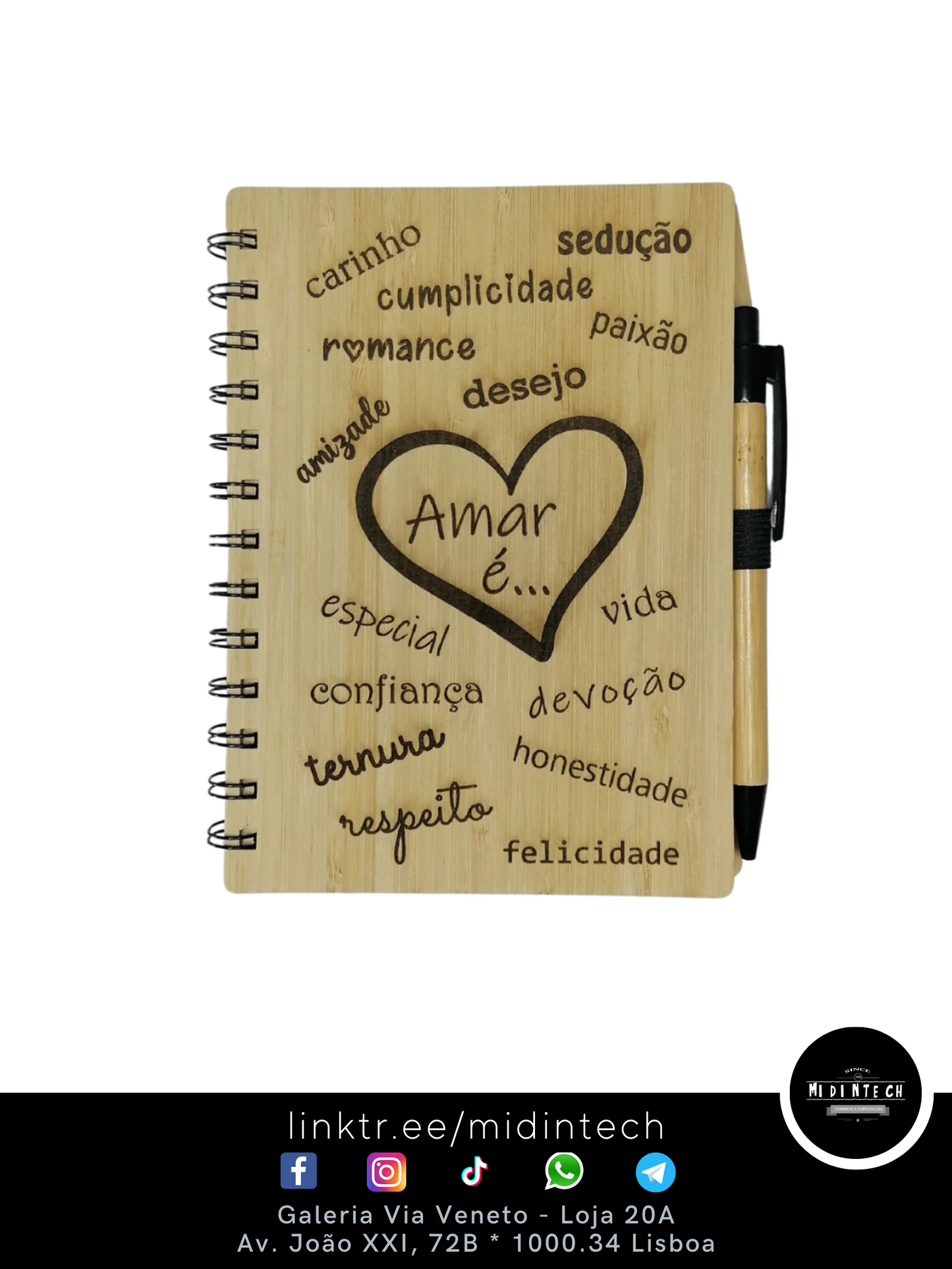 442 | Bloco Bambu c/Esferográfica #amor-2